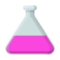 Laboratory Flask with Pink Liquid for Science and Research Experiments vector
