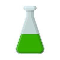 Laboratory Flask with Green Liquid for Science and Research Experiments vector