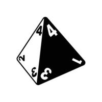 D4 Dice Silhouette. Black and White Icon Design Elements on Isolated White Background vector