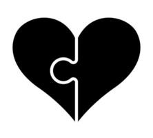 heart symbol composed of two puzzle pieces, silhouette illustration of two halves of a heart shape isolated on white background vector