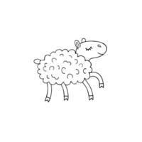 Hand drawn sketch running sheep isolated on white background vector
