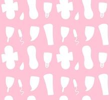 Seamless pattern of hand draw sketch menstrual pad tampon and cup vector