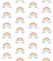 Seamless pattern of hand drawn sketch rainbow with kawaii face isolated on white background vector