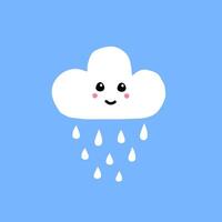 Hand drawn doodle sketch raining cloud with face vector