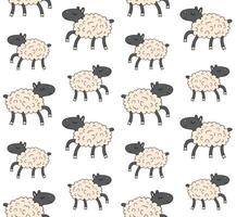 Seamless pattern of doodle sketch running sheep vector