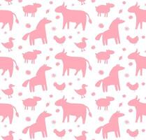 Seamless pattern of hand drawn doodle sketch farm domestic animals isolated on white background vector