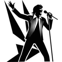 A silhouette of a man singing into a microphone vector