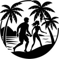 Couple walking on the beach vector