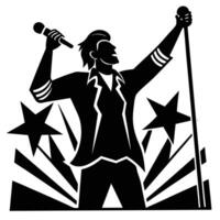 A man with microphone and stars vector