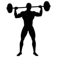 A silhouette of a man lifting a barbell vector