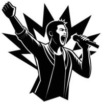 A man singing into a microphone vector