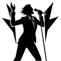 A silhouette of a man singing into a microphone vector