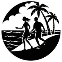 Couple walking on the beach vector