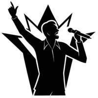 A silhouette of a man singing into a microphone vector