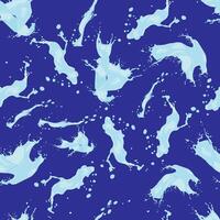seamless pattern of various splashes of water with on a blue background vector