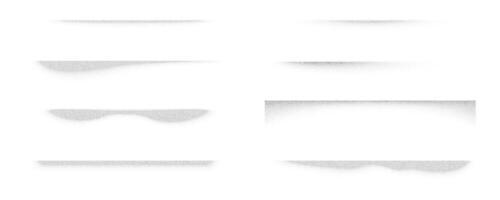 noisy shadows on white background. Grainy black dotted shade shapes with stipple spray effect. Set of abstract soft halftone rectangle elements. Fade bottom with grunge texture vector