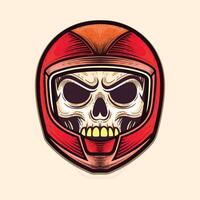 Vintage motorcyle halmet with skull front view vector