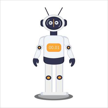 A robot with a clock on its chest vector