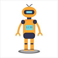 Orange smart robot with a time dial on its torso vector
