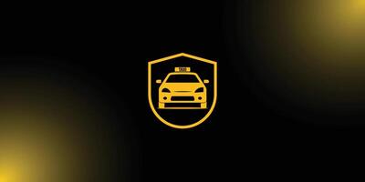 Yellow Taxi icon in a Shield minimal style vector