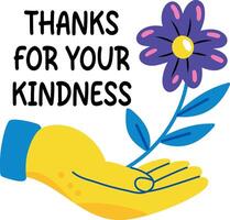 Thanks for the kindness typography sticker in flat style vector