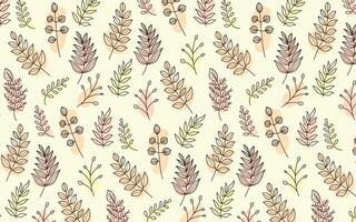 pattern with illustration of minimalist leaves with vintage style in natural and soft tones vector