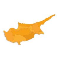 Cyprus map with border highlighted regions, states, isolated on white background. Template map of Cyprus. Detailed illustration. vector