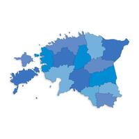 Estonia map with border highlighted regions, states, isolated on white background. Template map of Estonia. Detailed illustration. vector