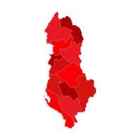 Albania map with border highlighted regions, states, isolated on white background. Template map of Albania. Detailed illustration. vector