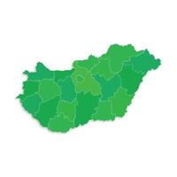 Hungary map with border highlighted regions, states, isolated on white background. Template map of Hungary. Detailed illustration. vector