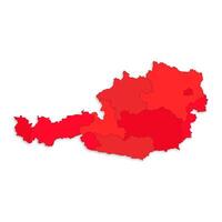 Austria map with border highlighted regions, states, isolated on white background. Template map of Austria. Detailed illustration. vector