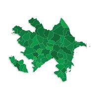 Azerbaijan map with border highlighted regions, states, isolated on white background. Template map of Azerbaijan. Detailed illustration. vector