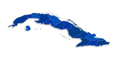 Cuba map with border highlighted regions, states, isolated on white background. Template map of Cuba. Detailed illustration. vector