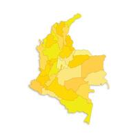 Colombia map with border highlighted regions, states, isolated on white background. Template map of Colombia. Detailed illustration. vector