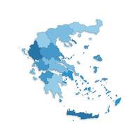 Greece map with border highlighted regions, states, isolated on white background. Template map of Greece. Detailed illustration. vector