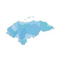 Honduras map with border highlighted regions, states, isolated on white background. Template map of Honduras. Detailed illustration. vector