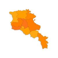 Armenia map with border highlighted regions, states, isolated on white background. Template map of Armenia. Detailed illustration. vector