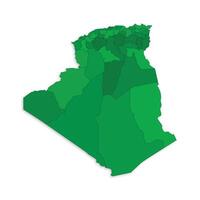 Algeria map with border highlighted regions, states, isolated on white background. Template map of Algeria. Detailed illustration. vector
