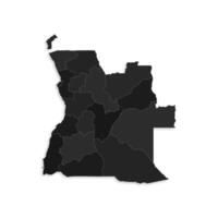 Angola map with border highlighted regions, states, isolated on white background. Template map of Angola. Detailed illustration. vector
