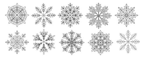 Set of Snowflake different shapes illustration vector