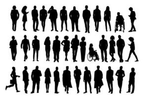 Set of Silhouettes of people in various poses vector