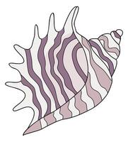 A purple and white shell with a zigzag pattern. The shell is drawn in a cartoon style vector