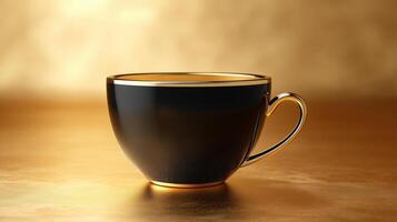 Black coffee cup on golden background photo