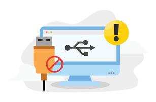 desktop with usb error notification vector