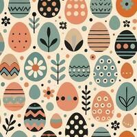 Easter Eggs And Spring Flowers. Seamless Pattern. Easter Eggs Watercolor Set. Elegant Easter Eggs Design. Pastel Easter Egg Pattern. Easter Greeting Card With Eggs. vector
