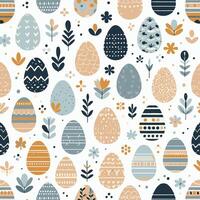 Seamless Easter Eggs Pattern. Easter Eggs Watercolor Set. Illustration For Your Design. Happy Easter Card Design. vector