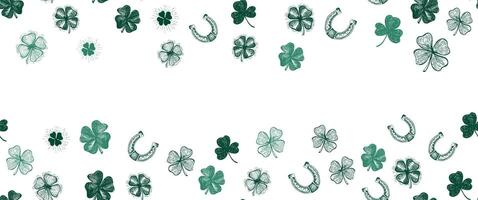 St. Patricks Day, clover pattern on white. Hand drawn illustrations vector
