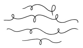 set of curls and doodles. line illustration, divider for text vector