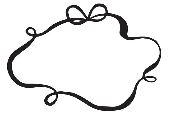 illustration, ribbon frame with bow drawing in doodle style
