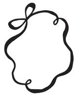 ribbon frame with bow. black and white drawing in doodle style vector